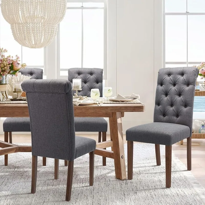 COLAMY Upholstered Dining Chairs Set of 4, Tufted Parsons Diner Chairs Fabric Dining Room Chairs Side Chair Stylish Chairs