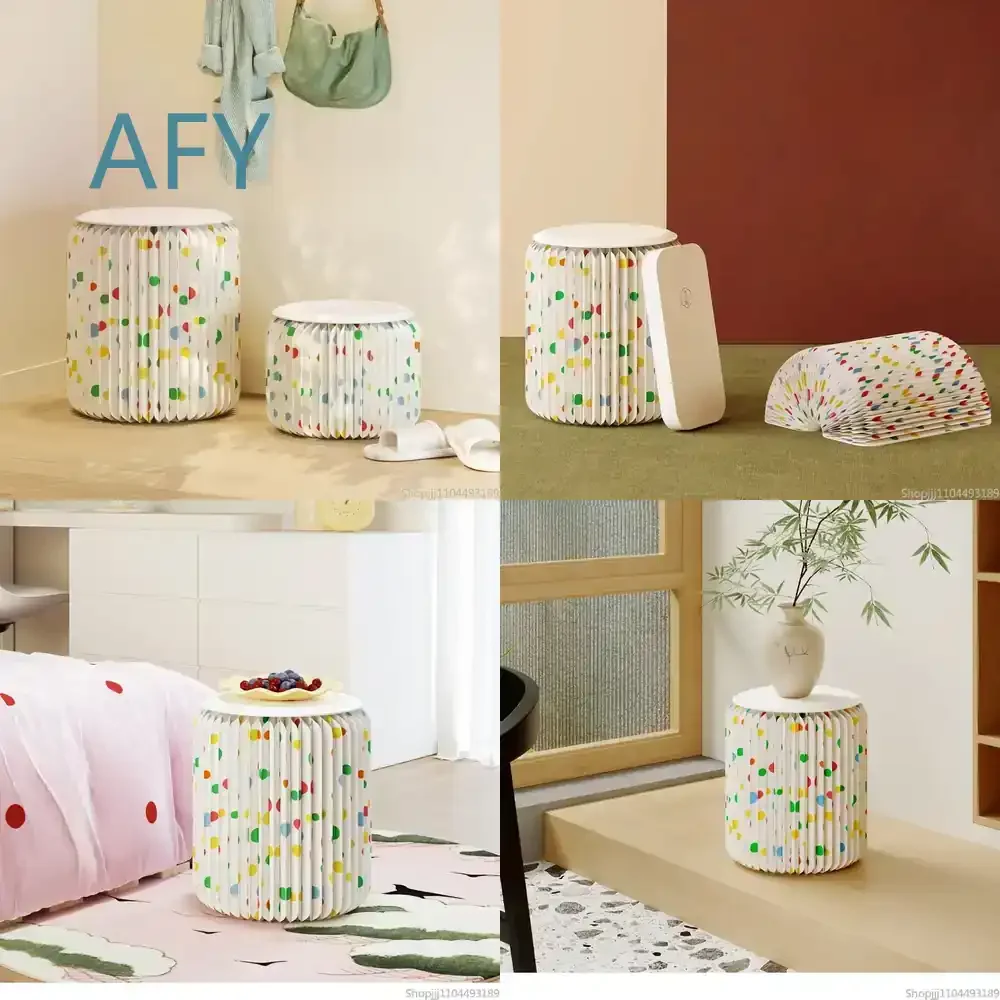 Creative Paper Stools for Home Living Room Polka Dot Low Stool Space Saving Furniture Side Table Makeup Stool for Small