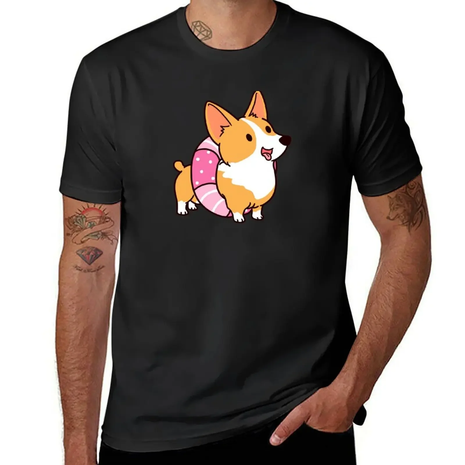 

Corgi Pool Float Summer T-Shirt tees rapper graphic tees football t shirt Clothing mens shirts graphic tee