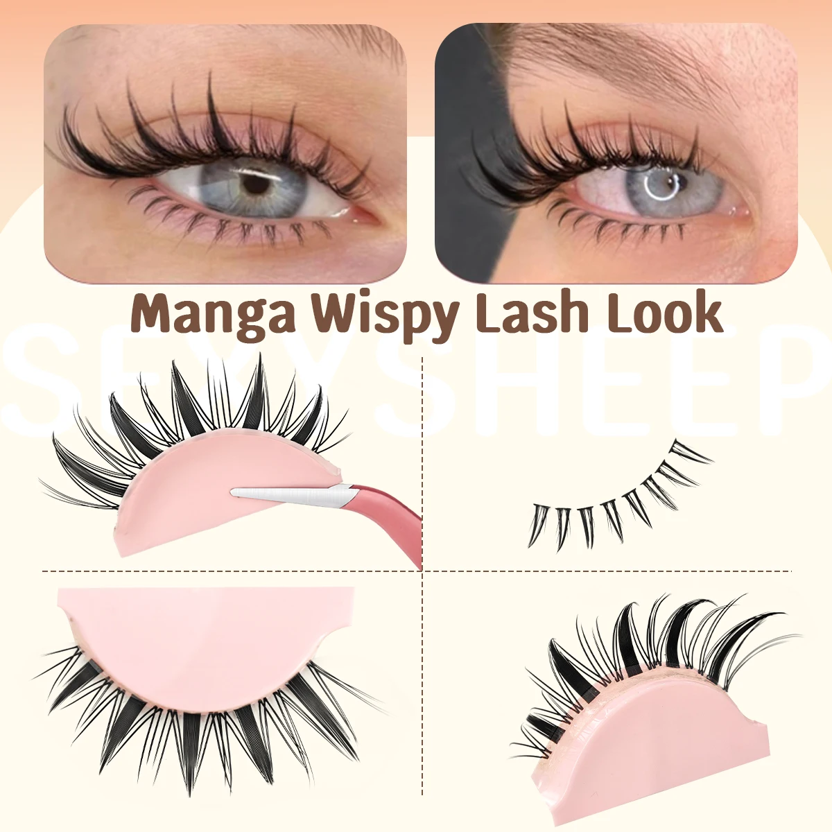 DIY Wimperncluster Manga Einzelwimpern Wispy Wimpernverlängerungsset Natur mit Wimpernbindung und Dichtungsentferner Wimpernpinzette