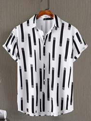 Men's Summer Short Sleeve Printed Shirt Thin Men's Clothing Business Casual Striped shirt