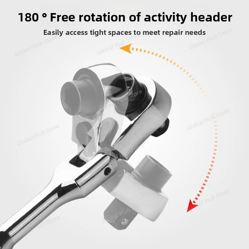 Hi-Spec 2-in-1 Mini Ratchet Wrench Movable Head Handle Double-Ended Socket Wrench Small Fly Torque Spanner Hand Repair Tools