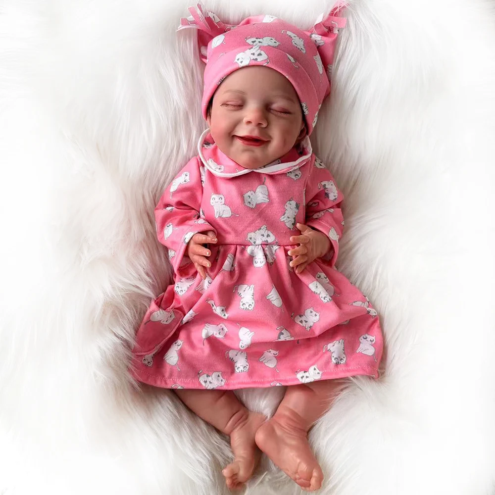 45Cm/17.72Inch Reborn Babypop Pasgeboren Meisje Baby Levensechte Echt Zacht Vinyl Body Met Hand Geworteld Haar Hoge Kwaliteit Pop