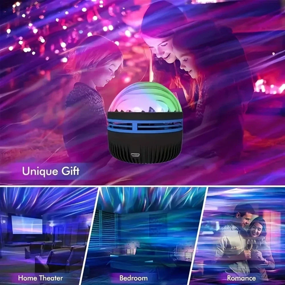 LED-Sternenhimmel-Projektor RGB Smart Fernbedienung Sternen-Aurora-Lampe KTV USB-betrieben Automatisch rotierend für Heim- und Schlafzimmerdekoration – Detail 3
