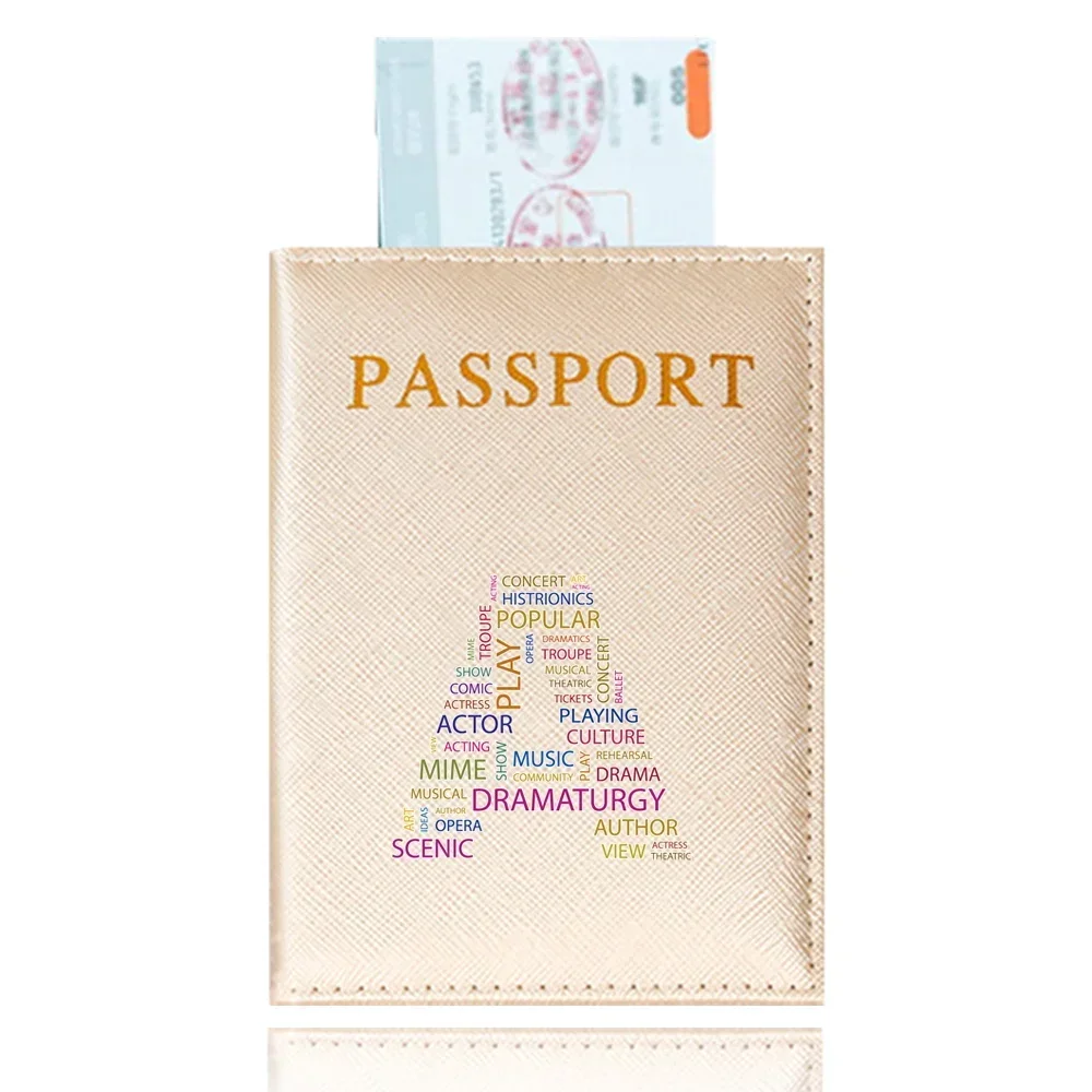 Funda de pasaporte de moda para mujer, letras de texto impresas, soporte para tarjeta de identificación, billete de viaje, estuche para pasaporte, accesorios de viaje