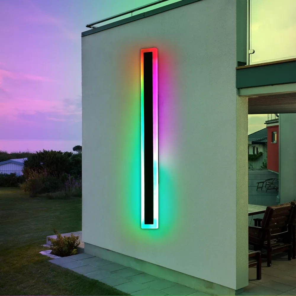 

59inch Outdoor Long Wall Light, 10 Colour Dimmable RGB Wall Mount Lighting Sconce,