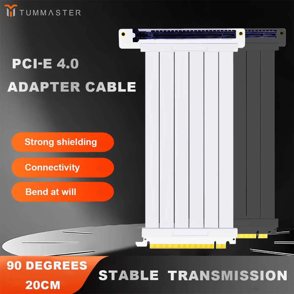 

Кабель-переходник для видеокарты TUMMASTER PCIe 4.0, 90 шт. ° Однослойный удлиненный экранированный кабель 200 мм, гибкий удлинительный кабель графического процессора