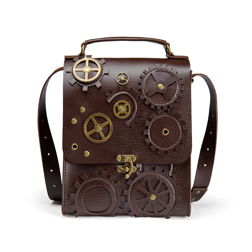 

Steampunk retro style women's single shoulder locomotive crossbody handbag performance Halloween movie prop decoration