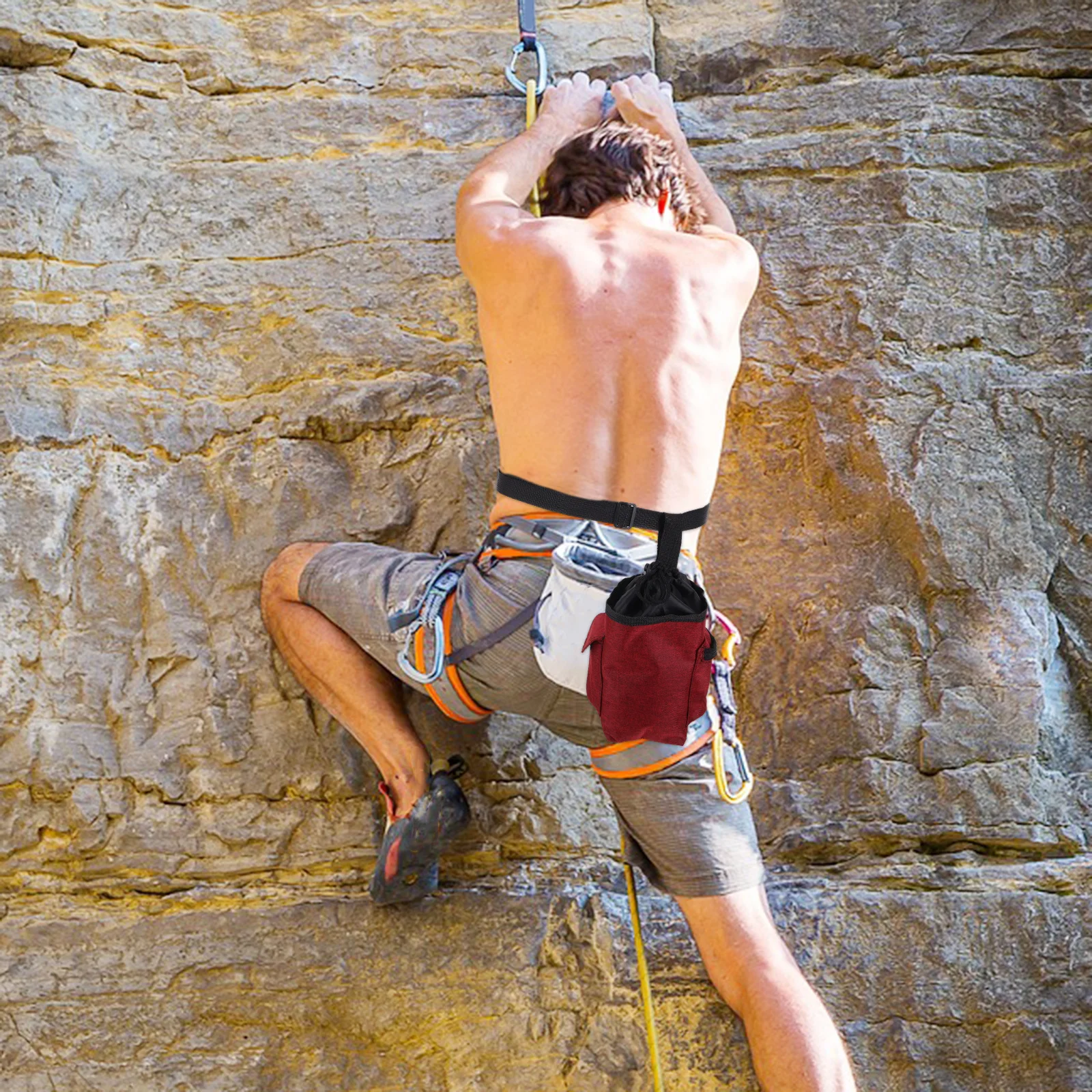 

Large Chalk Bag Rock Climbing Bouldering Anti-Slip Zipper Pockets Adjustable Waist Gymnastics Bouldering Chalk Bag