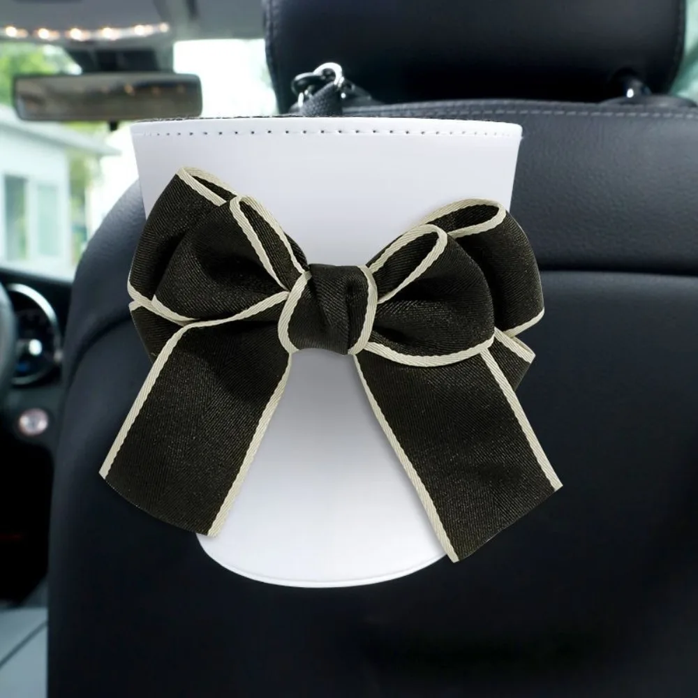 Cute Cute Bowknot Car Seat Back Storage Bag Mini Hanging Car Storage Box Organizer Storage Device Car Trash Bin Car Accessories