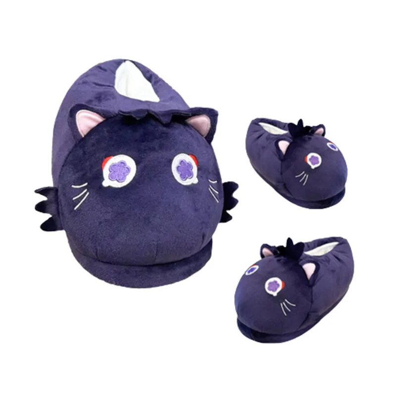 Imagem -05 - Genshin-wanderer Cat Chinelos de Pelúcia para Meninos e Meninas Chinelos Antiderrapantes Desenhos Animados Bonitos Engraçado Criatividade Quente Casa Jogo Inverno