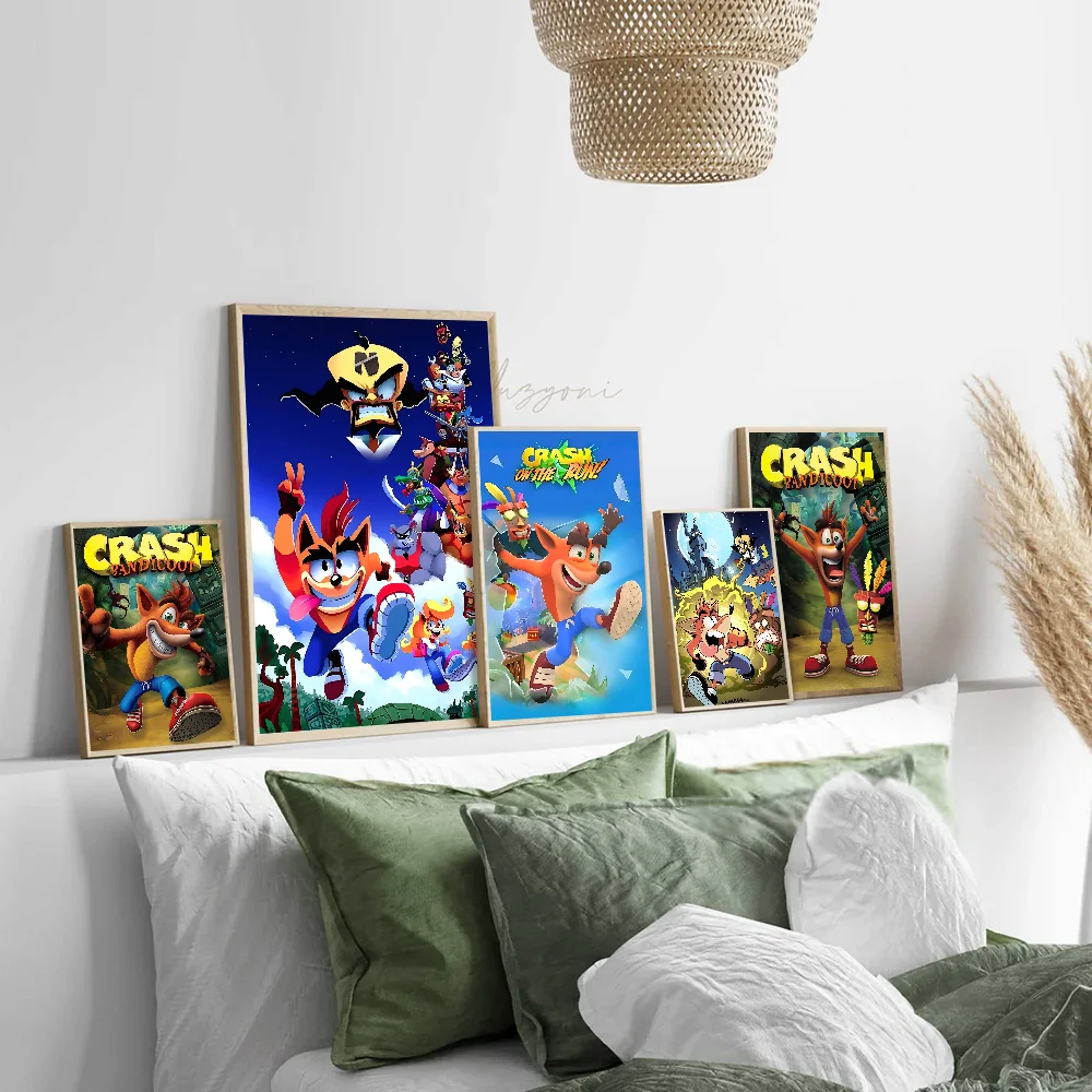 Game C_CrashS_B- Bandicoot Classic Anime Poster Waterproof Paper Sticker Coffee House Bar Room Wall Decor