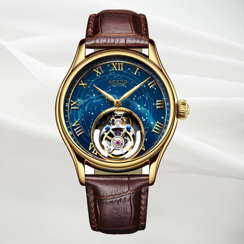 

AESOP оригинальные часы с турбийоном для мужчин, механические часы со скелетом и турбийоном, мужские часы с сапфировым зеркалом, наручные часы, новинка 2023 года