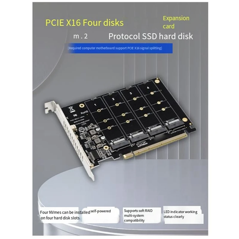 

PCIEX16 NVME PCB PH44 NVME 4-Disk Array Card PCIE Signal Split Array Card Expansion Card Array Expansion Adapter Card