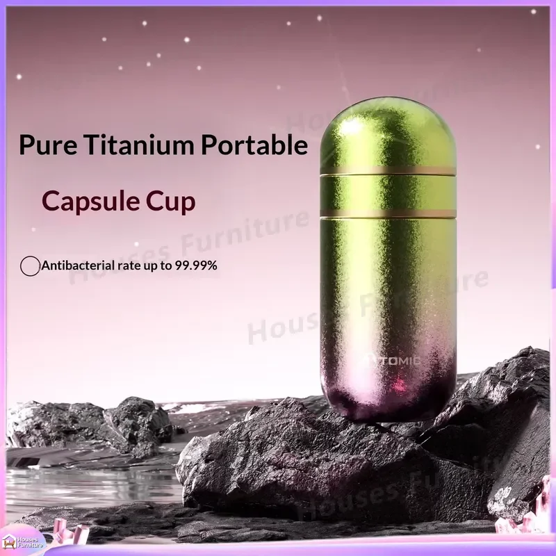 Pure Titanium Vacuum Flask Mini Portable Thermos Cup 6-12h Heat Insulation Pocket Capsule Bottle with Tea Infuser for Travel