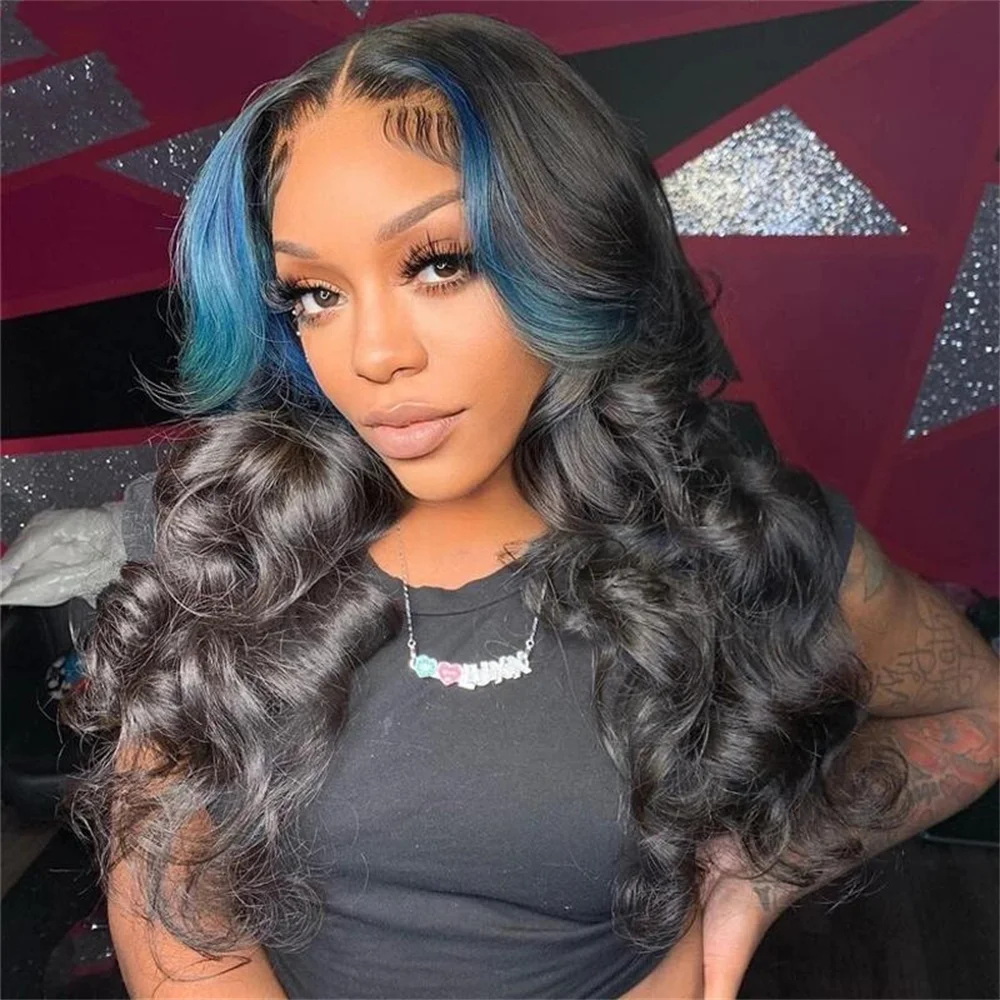 Preplucked Highlight Blue Body Wave 26Inch 5x5 Silk Base Glueless  Jewish Human Hair Wig Baby Hair HD Lace European Hair