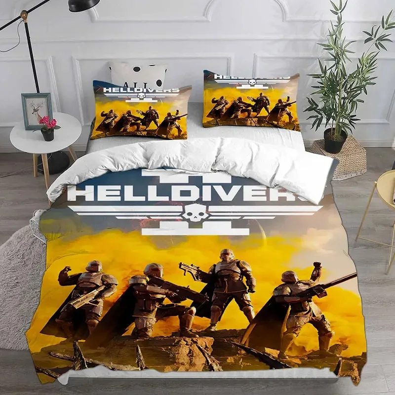 3D HELLDIVERS 2 Bedding Sets Comforter Quilt Bed Cover Duvet Cover Pillow Case 2 3 Pieces Sets Kids Adult Size For Home Textiles