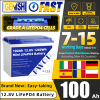 PWOD 12V100AH Lifepo4 Battery Pack Group 24 Grade A Built-in Smart BMS Rechargeable LFP Pack For Outdoor Camping Yacht Boat Vans