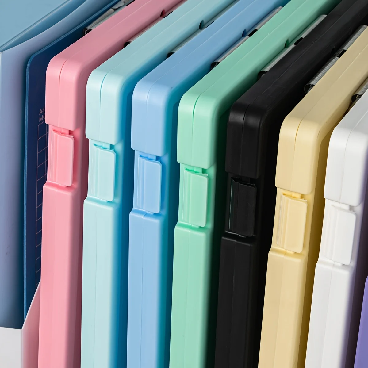 Organizador de arquivo vertical transparente resistente com fecho de pressão-caixa de armazenamento de documentos empilhável, pasta de arquivo a4 transparente para escritório