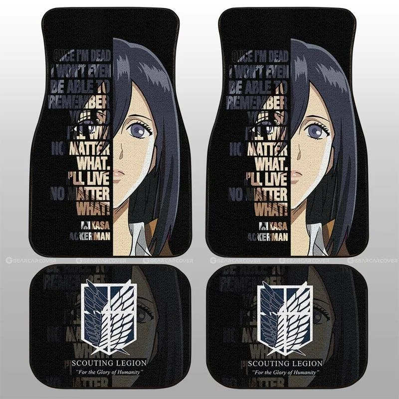 INSTANTARTS 2023 New Arrivals Car Floor Mats Japan Anime Attack Carpet Foldable Rubber Mat 4Pcs Car Auto Accessiores エレン·イェーガー 