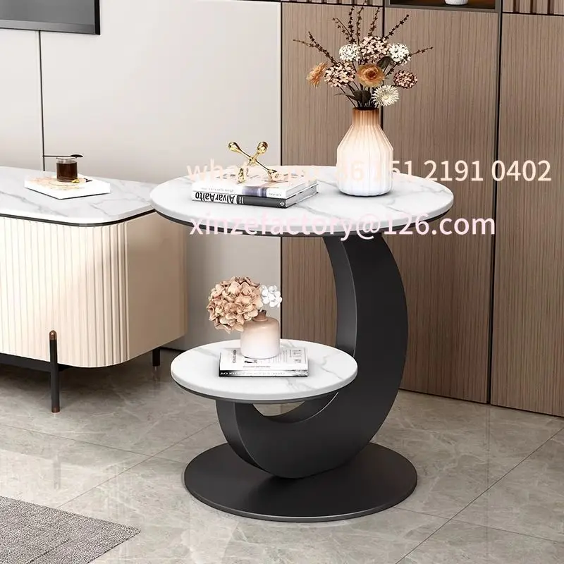 

Customizable Simple Modern Slate Side Living Room Balcony Double Small Round Table