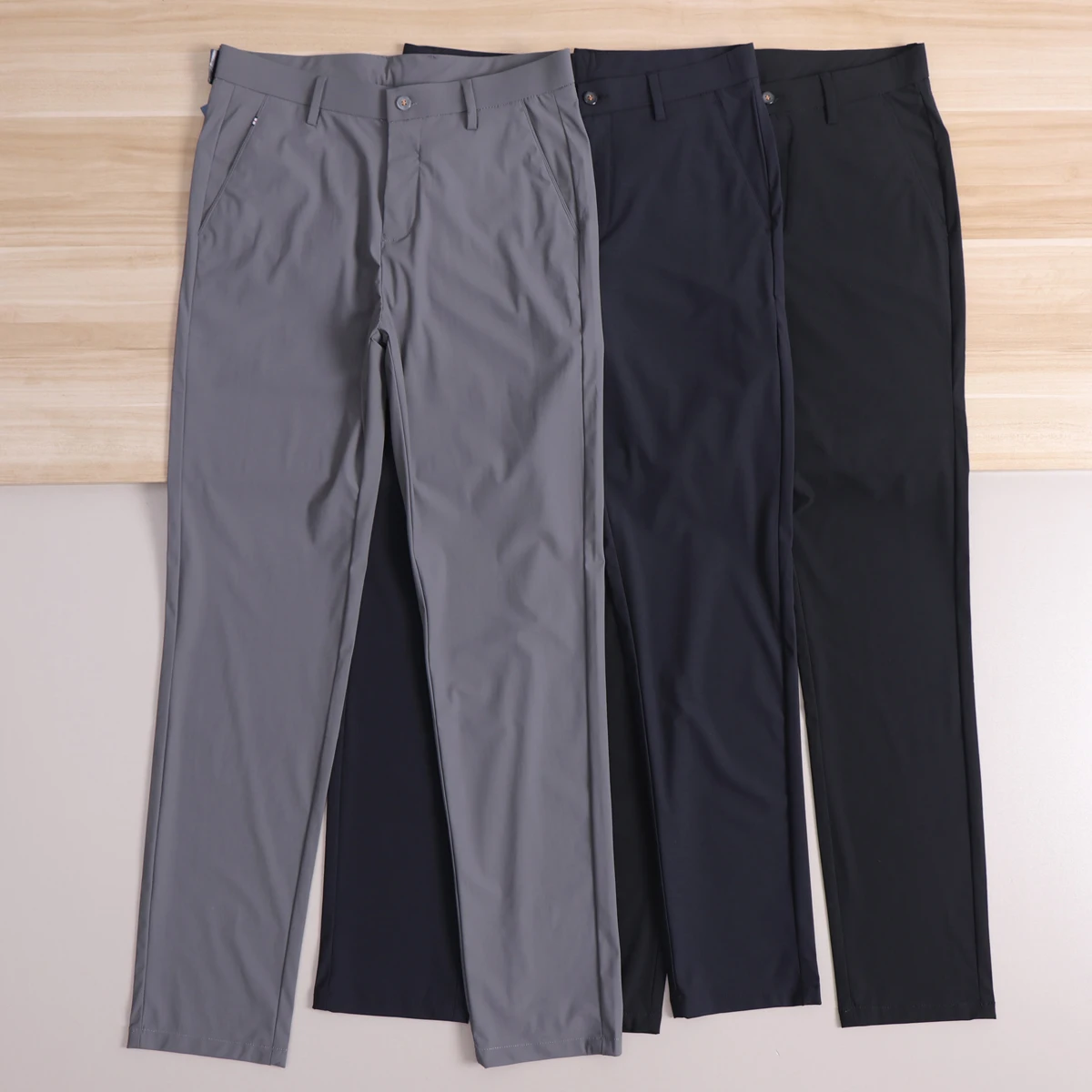 Ice Sensation Smooth Comfortable High Elastic Summer Lightweight Quick Dry Silk Men's Business Casual Long Pants No Ironing R...