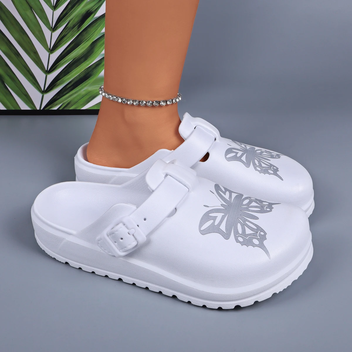 

Женские домашние тапочки, летние пляжные водонепроницаемые сабо с регулируемыми пряжками, легкая обувь для медсестер с закрытым носком, повседневная одежда