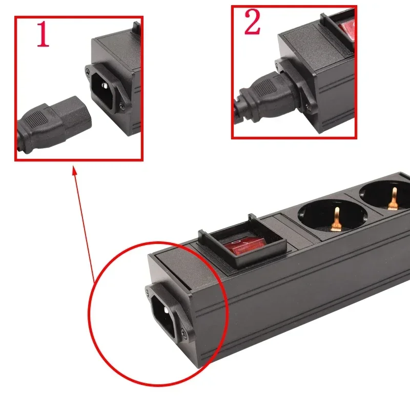 PDU Power Strip Distribution Unit Cabinet 2/4/6/8/10 Way AC German Socket Break Switch Aluminum alloy shell iec C14 Interface