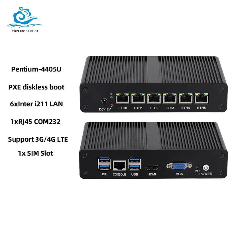 인터 펜티엄 4405u 산업용 미니 PC 리눅스 지원 3G/4G LTE 컴퓨터 4xUSB3.0 1xHDMI1.4 1xVGA 1xRJ45 COM 윈도우10 지원