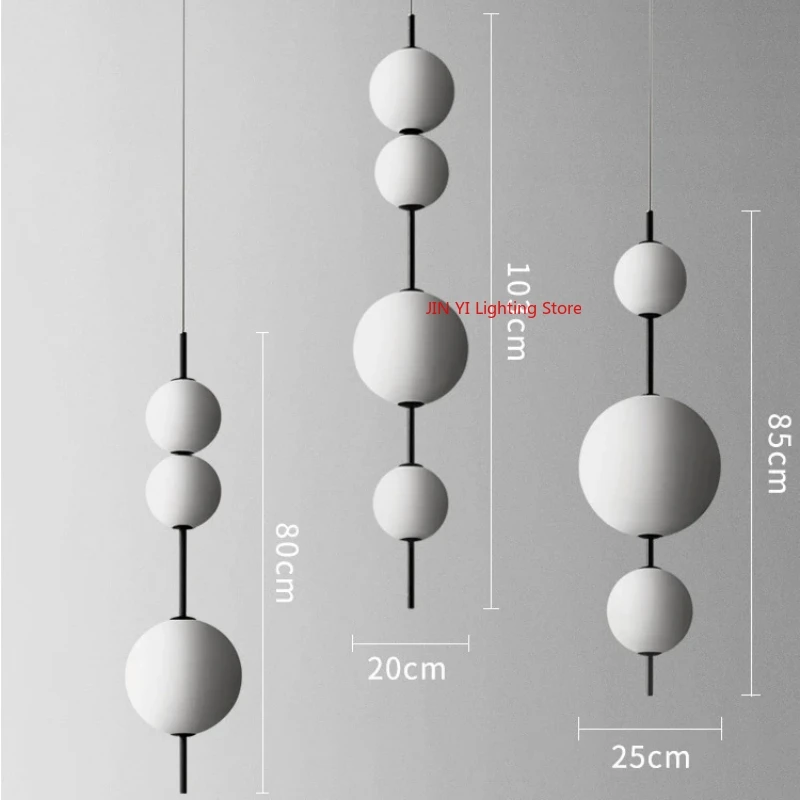 Designer Led White Glass Pendant Chandelier For Cafe Bar Bedroom Kitchen 4 Heads Round Ball Hanging Lighting Fixture Home Decor