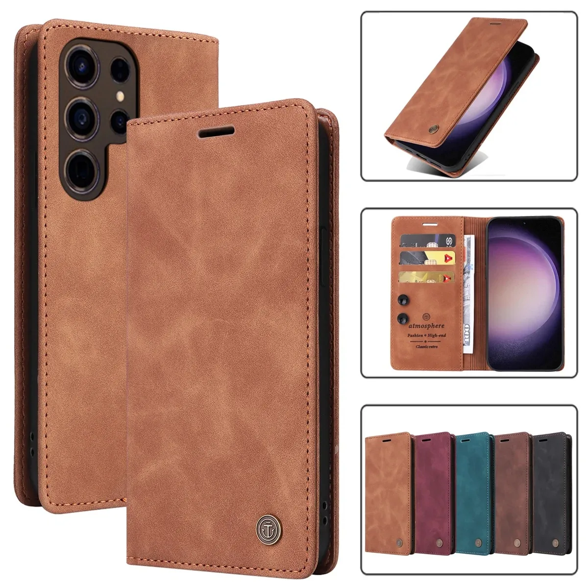 Ultrathin Leather Flip Case Suitable For Samsung Galaxy S26 S25 S24 S23 FE S22 Ultra S21 S20 Plus 5G Business Wallet Phone Cover
