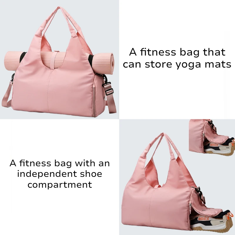 

Ladies' sports fitness yoga mat bag with shoe compartment dry wet separation storage Pilates luggage bag gym duffle weekend bag