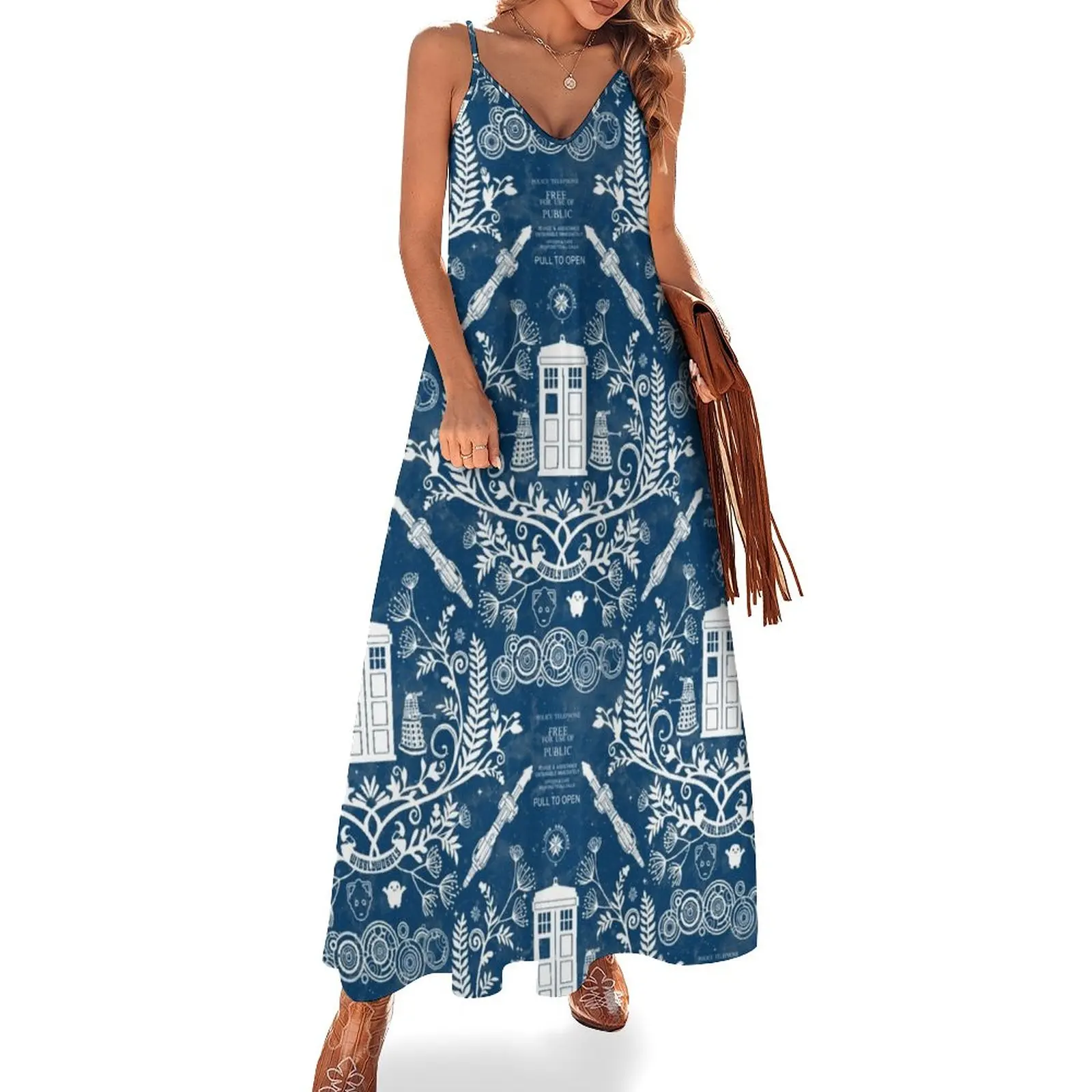 

Who Damask Sleeveless Dress Beachwear long dress women cute dress african dresses for woman