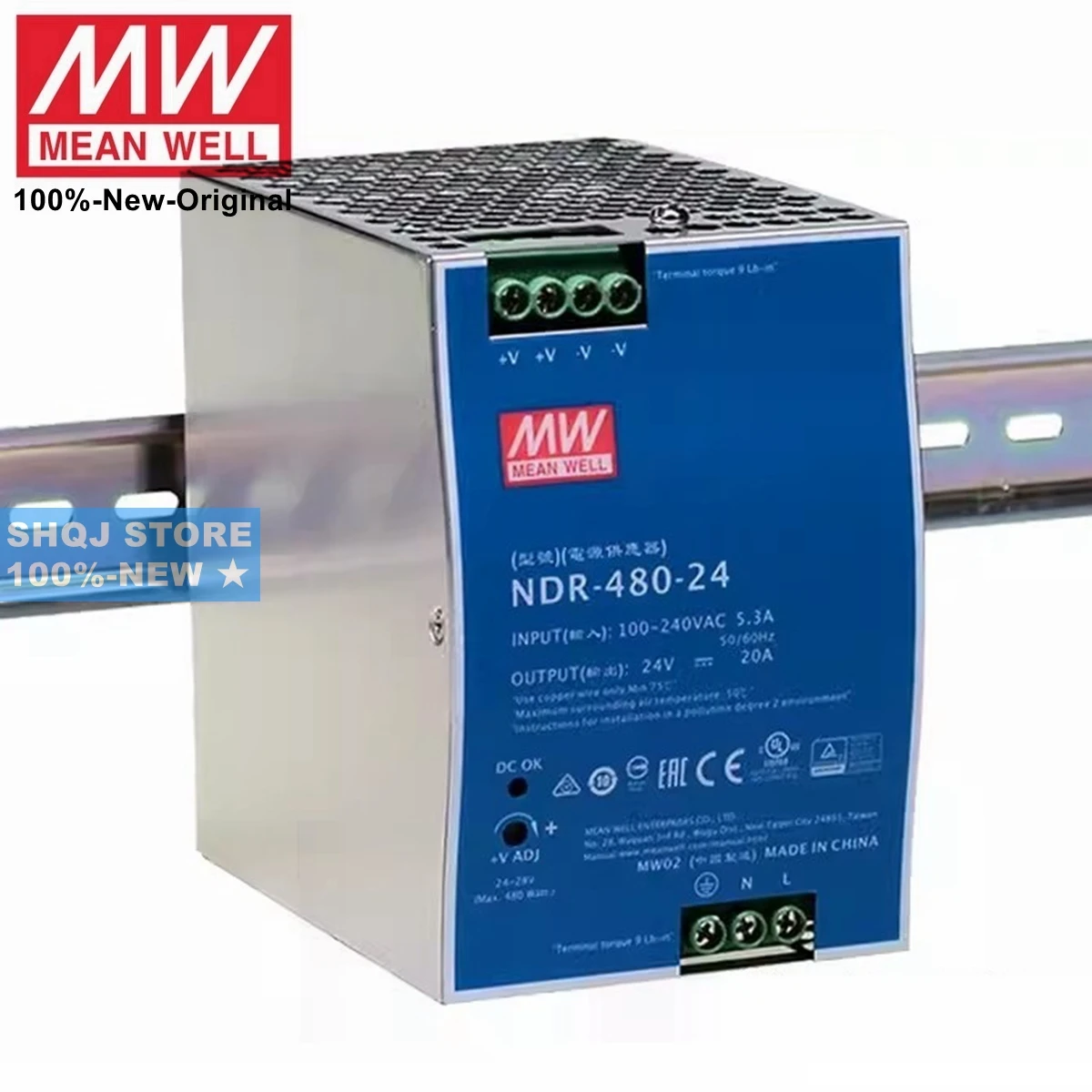 

MEAN WELL 100%-NEW NDR-240-24 NDR-240-48 240W 24V 48V Single Output Industrial DIN RAIL Power Supply