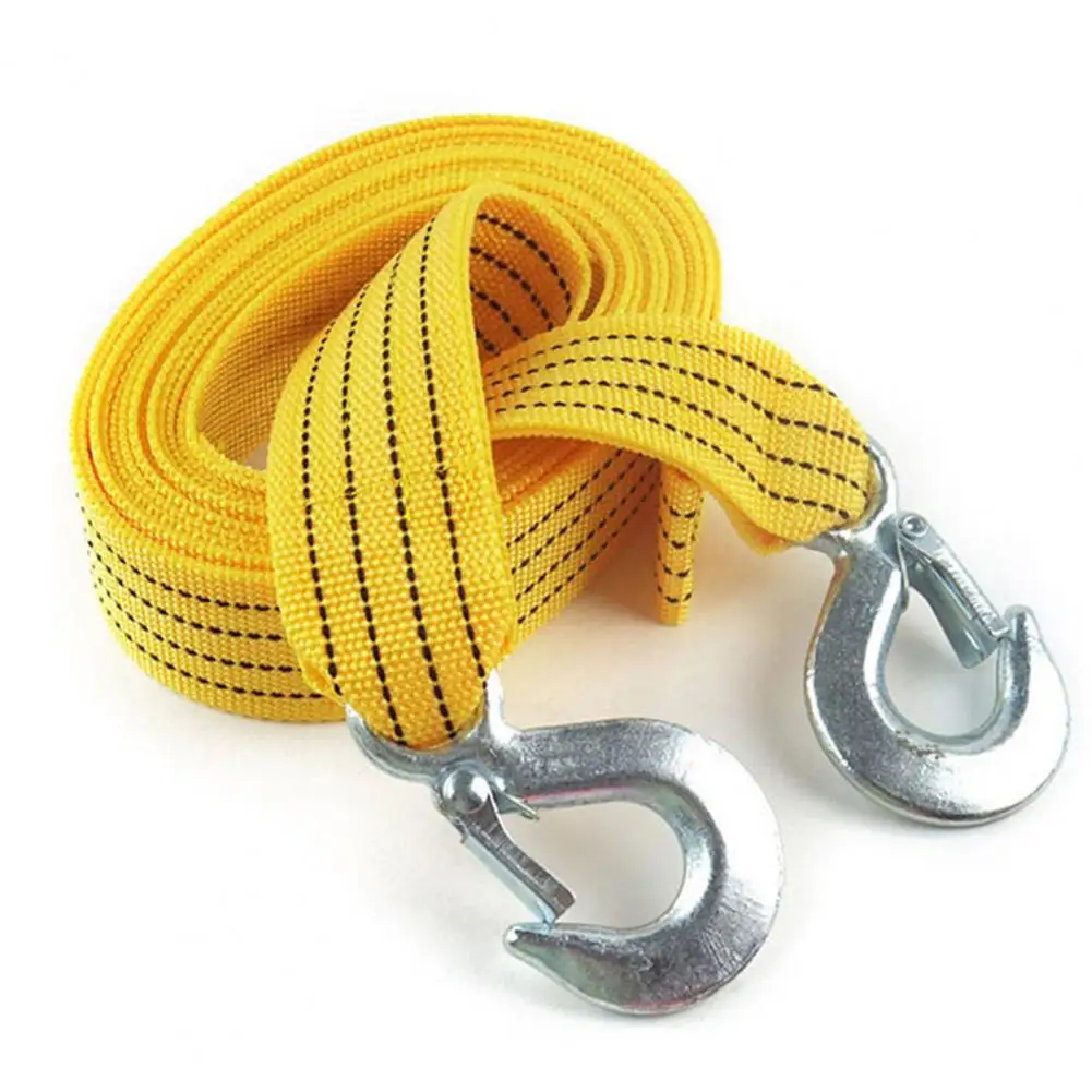 4M 3-ton Capacity Auto Towing Rope For Car Truck Trailer With Stainless Steel Hooks Heavy-duty Nylon Vehicle Emergency Tow Strap