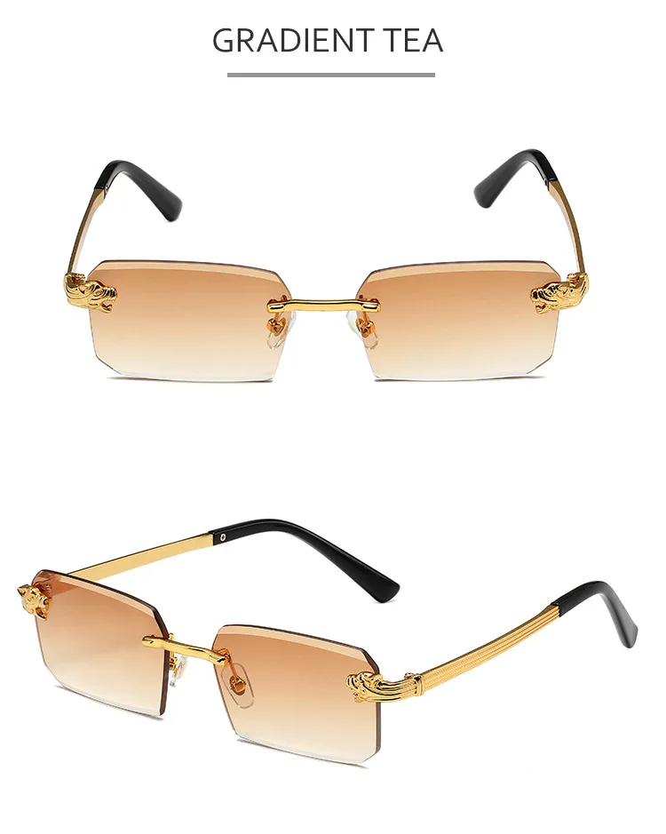 Damen Metallrahmenlose Sonnenbrille Hochwertige Luxusmarke Klassische Casual Sonnenbrille Unisex Outdoor Sport Rechteckige Schattierung Herren – Detail 13