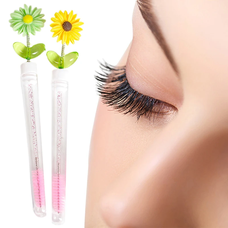 5-teilige Sonnenblumen-Wimpernbürste, Wimpernbürste, Gänseblümchen-Wimpernbürste, Spoolie, Mascara-Zauberstab im Schlauch