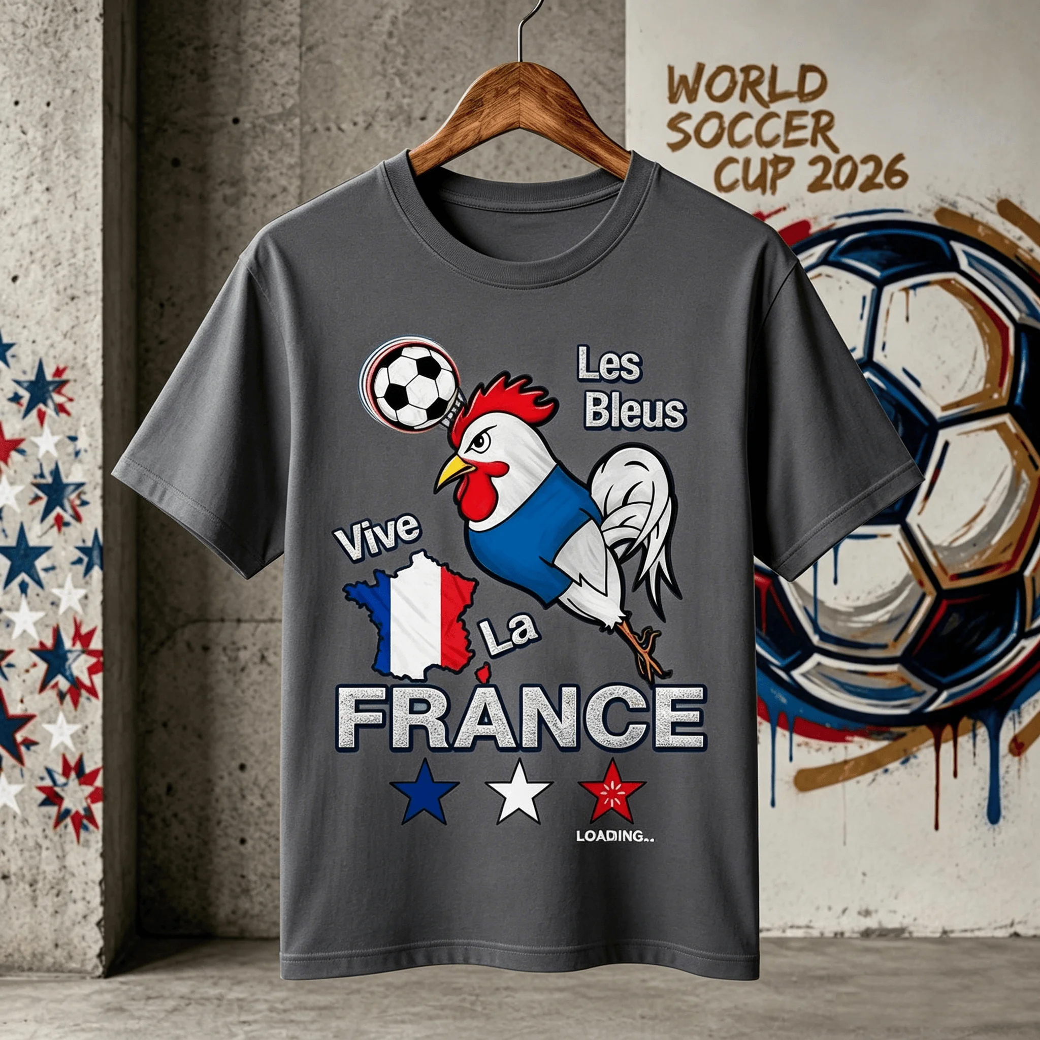 France Soccer Cup T-shirt 2026 Vive France Les Bleus Rooster Football T-shirt 2026 Summer New Men's Women's Cotton T-shirt Y2K view 4
