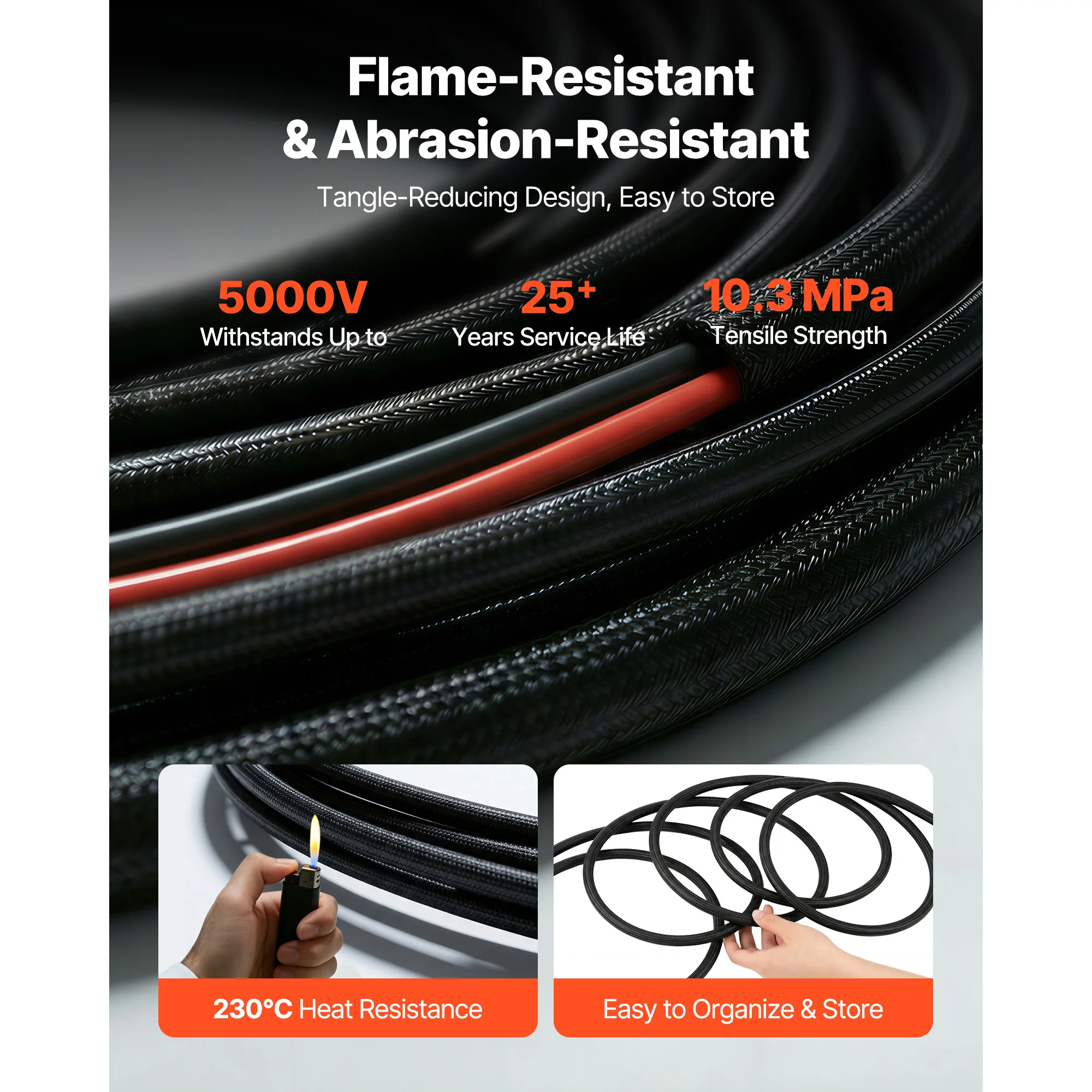 SucceBuy 30FT/50FT/100FT Solar Panel Extension Cable with Flame Retardant Protective Sleeving Female and Male Connectors for RV view 3