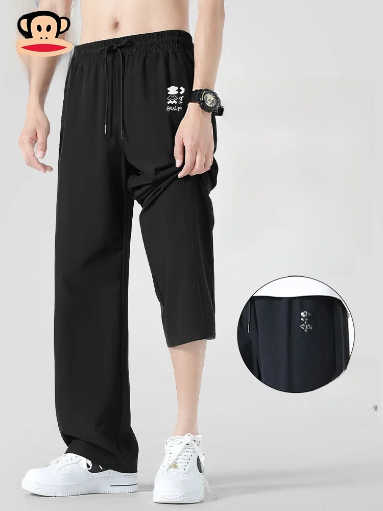 

Men's Ice Silk Casual Pants Summer Cool Sensation Sun Protection Straight Leg High Elastici Faion Urban Sle