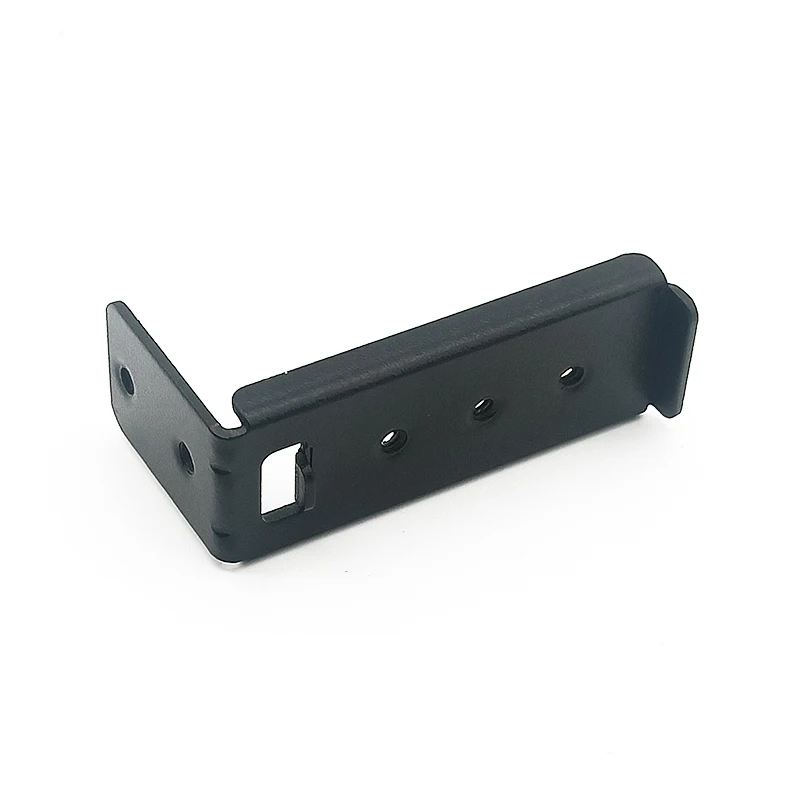 Custom Black Powder Coated Sheet Metal Fabrication Bending Steel L Shaped Mounting Bracket with Stiffener Ribs