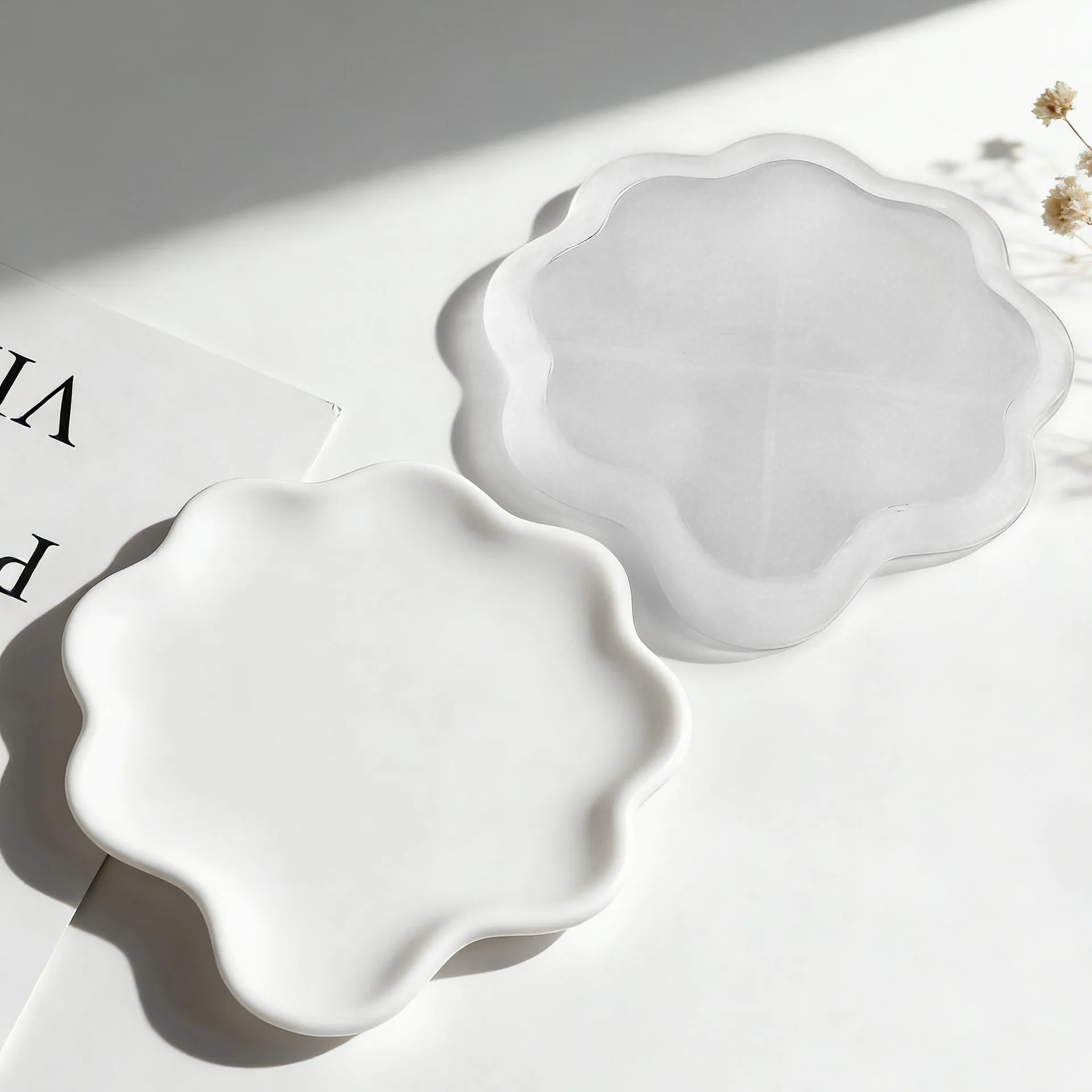 DIY Geometric Wave Plaster Coaster Silicone Mold Handmade Epoxy Resin Gypsum Form Irregular Storage Tray Mould view 5