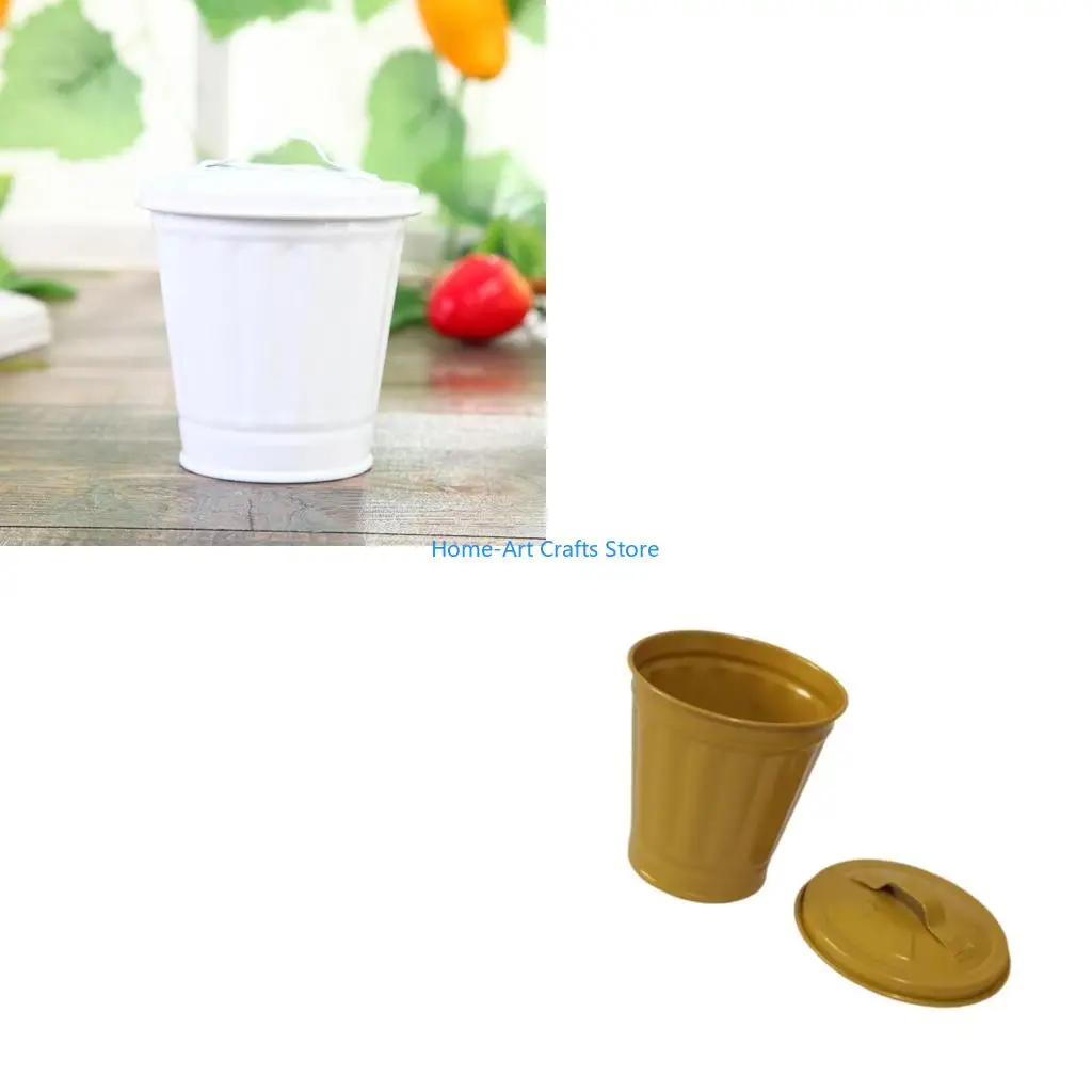 Y3NA Creative Iron Waste Bin for Kitchen Bathroom Living Room Pen Holder