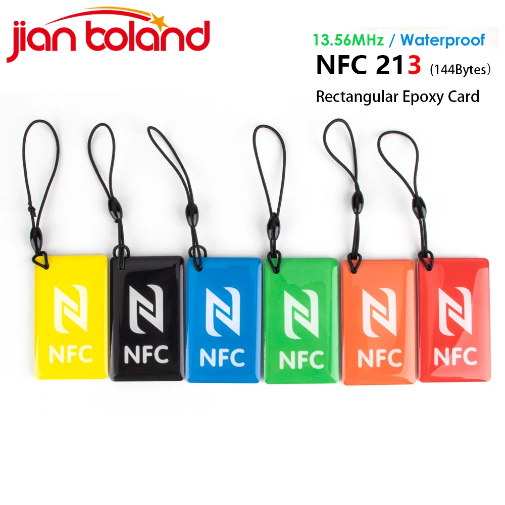 6pcs Rectangular 13.56MHz ISO14443A 144 Bytes NFC Ntag213 Epoxy Resin Tag Ntag 213 Smart Card Lable For All NFC Enabled Phone