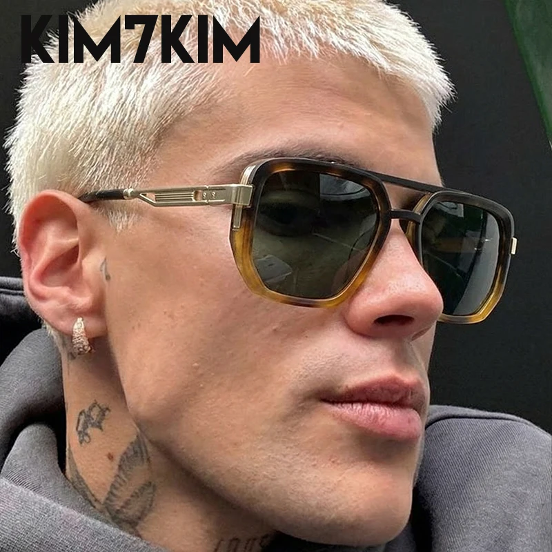 

Oversized Steampunk Polarized Sunglasses Men 2026 Luxury Designer Retro Square Double Bridge Driving Sun Glasses Flat Top Shades