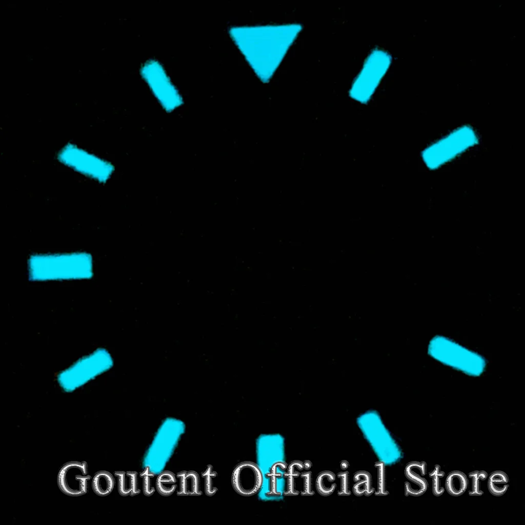 Goutent 28.5mm Sterile Watch Dial Blue Green Luminous Fit NH36 Automatic Movement With Date Window