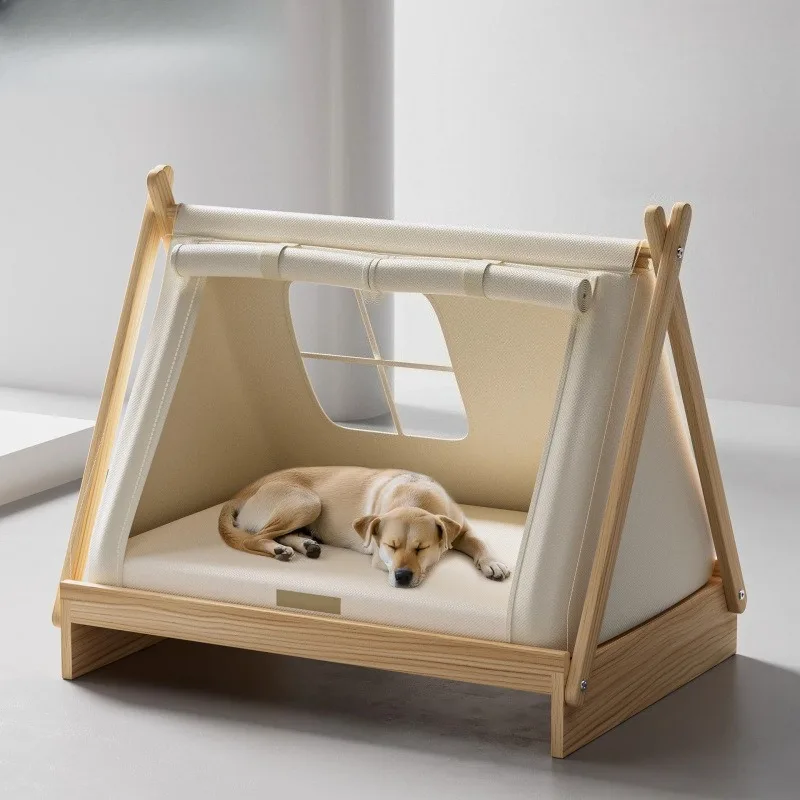 

Solid Wood Dog Bed Stable Enclosed Dogs House Moisture-proof Beds and Furniture Breathable Pet Supplies Dog Accessories