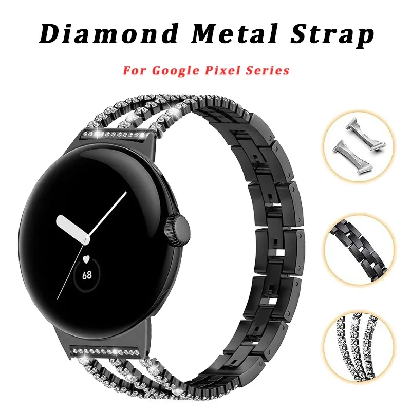 

NO Gaps Diamond Strap For Google Pixel Watch 3 45mm Stainless Steel Band for Google Pixel Watch 3 2 1 41mm Bracelet Women Correa