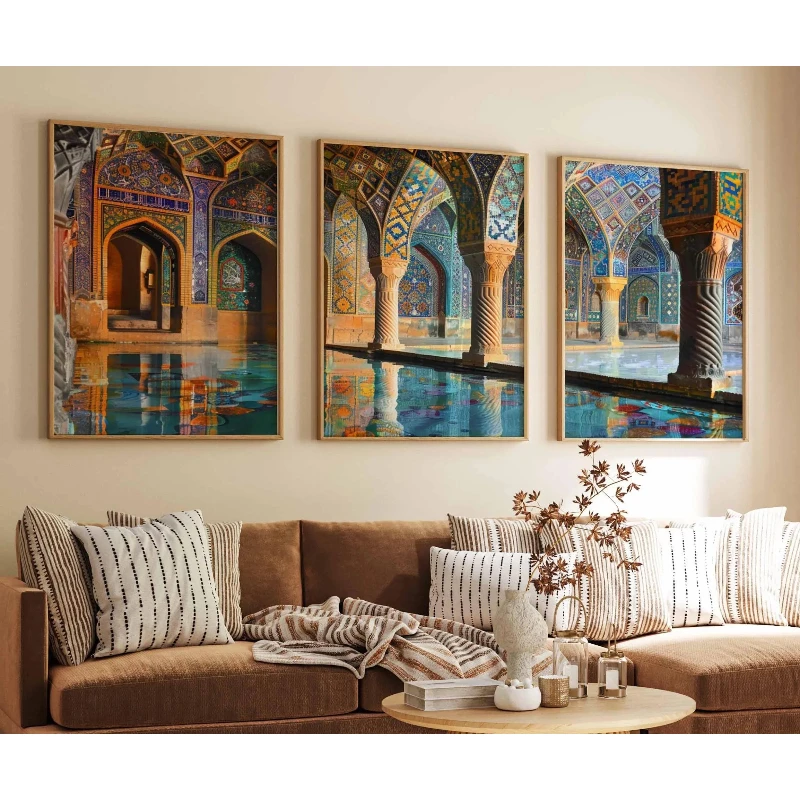 3pcs Persian Iran Travel Architecture Canvas Print Set Isfahan Travel Art Wall Decor Home Living Room Gallery Decor Gift