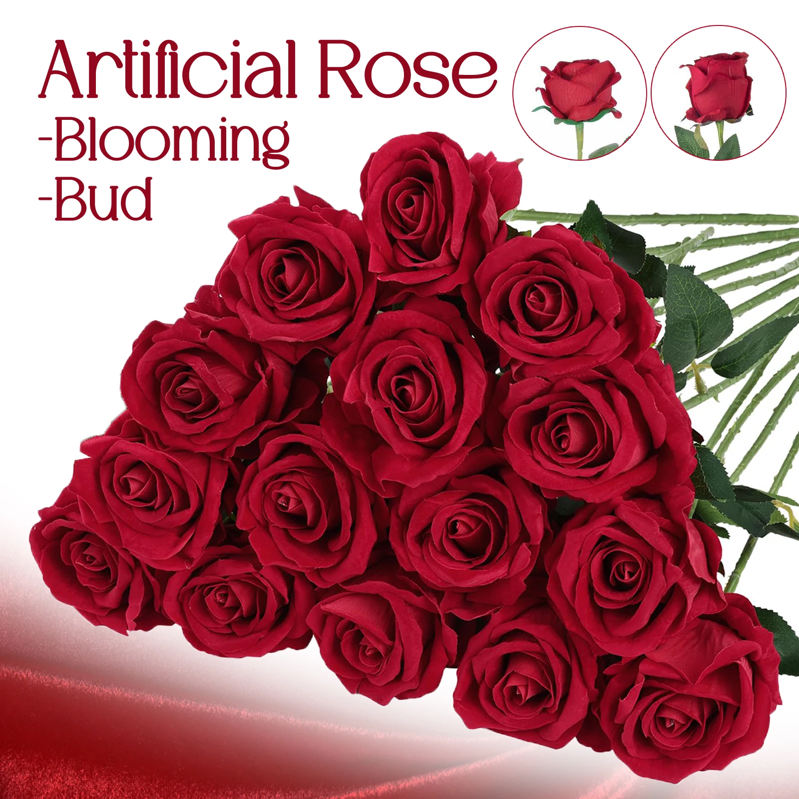 

10-120Pcs Artificial Roses Velvet Silk Roses Red Roses Fake Rose for Wedding Decor Valentine's Day Mohter's Day Bridal Bouquet